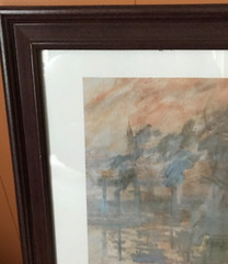 Wood Framed CLAUDE MONET IMPRESSION SUNRISE Repro Oil Painting 31.5″ X 25.5″ VGC