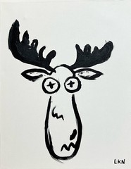 Laeknapes Original Abstract Painting 14X11 Canvas Decor Gallery Museum Moose Art