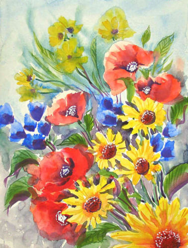 Floral Series RAINBOW STYLE Aceo Print Print 9cm x 6.4cm Summer Flowers