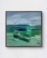 Lake No. 25 6×6 Original Oil Painting Impressionist Landscape Wall Decor