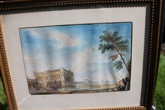 Antique 1858 Watercolor Chateau de Chantilly Constance Peel Alph Giroux Frame