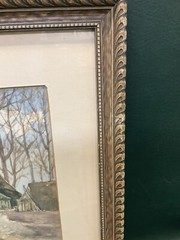 Vintage Signed Watercolor Painting Bremen Germany Chalet Art Architecture