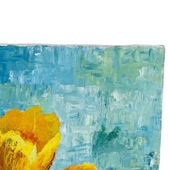 Original Oil Painting Art Yellow Crocus Iris Floral Abstract Impressionism 16×12