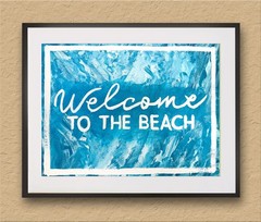 Original Welcome To The Beach Sign – 12×16″ Acrylic Painting On Stretched Canvas