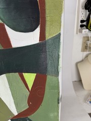 Pierre Khoury Original Abstract Oil Painting Mid Century Modern MCM Green Large