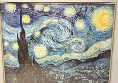 19 X 24 Vintage Van Gogh Starry Night Textured Oil Painting Framed In 1999
