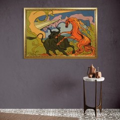 Modern contemporary art painting artwork horse bull 20th century frame