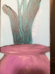 ORIGINAL ABSTRACT FLOWERS AND VASE PAINTING – New Original 4″ X 12″