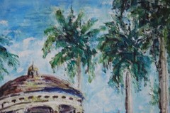 Original Hecto Vidal Oil Painting Glorieta Parque Guanajay Pinar Rio, Cuba 14×11