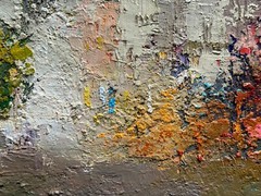 Abstract Oil painting evening Lviv Ukrainian painter fiberboard Framed original