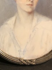 Antique Miniauture Portrait Of A Lady/Signed/Bronze Frame/Hand Painted/C.1870
