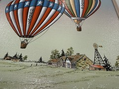 C. Carson Signed Serigraph Hot Air Balloon Farm Scene Painting On Canvas Framed