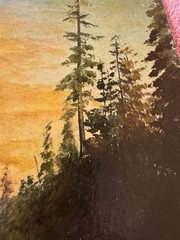 MANTON JUDAH NICKERSON Oil Painting~Man In Canoe at Sunset~Dated Sept 1936~12×9
