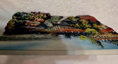 Vintage Hand Painted 3D Italian Mediterranean Sea Hillside Wall Art 9″x7.5″