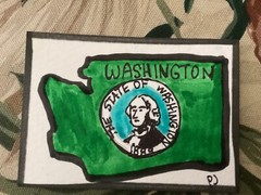 2.5 x 3.5 inches, ACEO watercolor by PJ, title: Washington state