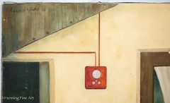 Vintage Francoise Gerard Oil Painting Surrealist French Store Front 12×16″