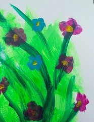 Messa Art- Wildflowers 3- 12×16 Abstract Impressionism Original Art on Paper
