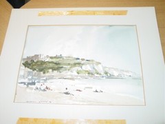 Original Watercolor Painting EDWARD WESSON Dover Beach Signed Brodick Bay