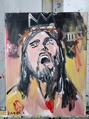 Aleph Original Art Jesus 14×11 Abstract Expressionist Original Painting Canvas