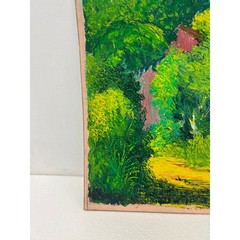 Signed Outhouse in Woods Oil Painting Impressionist Palette Knife Art H E Bayer