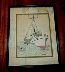 Oregon Nautical Maritime, Original Painting: Fishing Vessel, „Becky.“ Excellent.