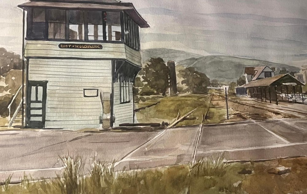 Original Pennsylvannia Train Station American Landscape Painting Charles Wagner