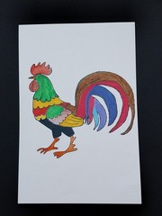 Original Painting 6X9 Inch „Rooster“ Whimsical Animal Chicken Farm Art By GAT