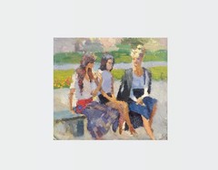 Oil painting Friends Ukrainian painter Unframed Decor original genre art