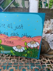 Ram Dass Quote Painting on 7 x 5″ wood panel, we’re all walking each other home