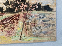Belle Oil Painting Landscape On Panel Cardboard 1950 Impressionist Pointillism