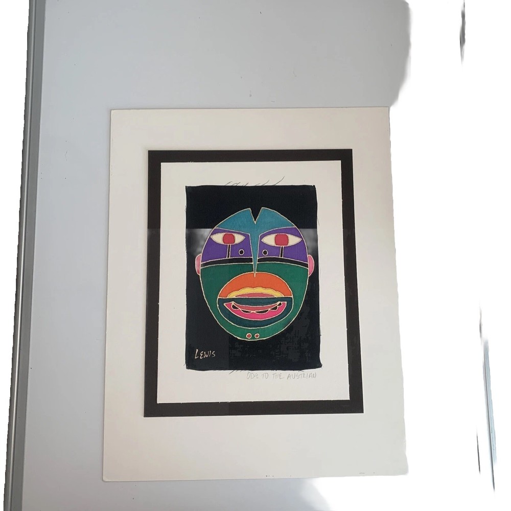 Jane Lewis Original Folk Art Painting Fabric Abstract Mask Ode to the Austrian