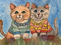 Original oil painting 11 x 14 inches cute and sweet cats kittens