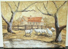 EDNA GOODING „TITREE EUCALYPTUS FERN“ ORIGINAL KIRALA BARK WATERCOLOR PAINTING