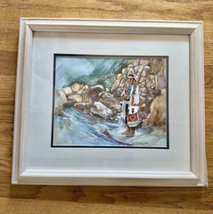 Roz Prouty Arizona Artist Native American Watercolor Painting 1996 Southwestern