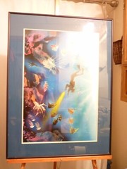 Under the Sea Scuba Diver with Fish Framed Signed