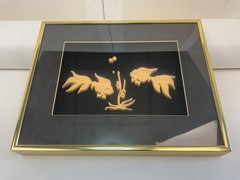 Wood Fancy Gold Fish Art Frame 3D Bathroom Beach Ocean Black Minimalist Picture