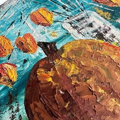 Autumn Pumpkin Golden Berry Original Art Work Canvas Autumn