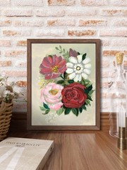 Floral Red Rose Painting Original Pink Wall Art Modern Flowers 11×14 CP 15