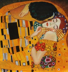 Gustav Klimt the Kiss Repro, Quality Hand Painted Oil Painting Contemporary Art