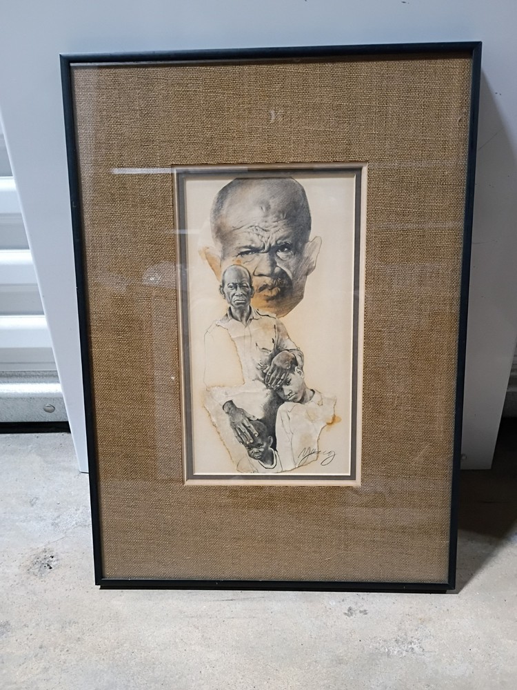 Black Folk Art Collage Painting
