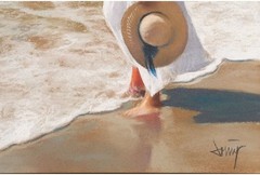 Domingo Alvarez „Shine in the Blue #23“ Original Pastel Painting Signed Woman