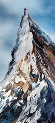 Oil original painting on canvas size 12×9 inches Sunny Mountains
