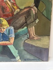 Antique Wpa Painting Portrait In The Study American Impressionist Sterinbach 30″