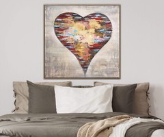 Heart Painting Valentines Day Gift Love Artwork Large Abstract Oil Painting Love