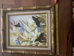 Vintage Floral Art Piece Feature Butterflies And Daisies