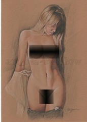 Original drawing A4 Art Colored Pencil painting Beautiful girl on kraft paper 03
