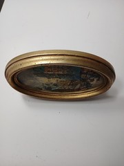 Original Signed Oval Painting by Marino, Parisian Street Scene Mid 20th Century