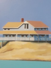 Barbara Breese Winbigler OOAK Wall Painting 25×25 Beach House Modern Framed Art