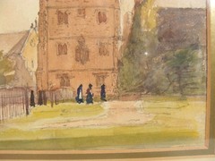 Antique 1905 Walter Hardy Cityscape Architectural W/C Painting