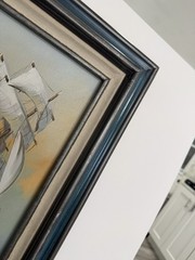 Vintage Oil Painting Sailing Ships Seascape 20×24 Framed Nautical Wall Art